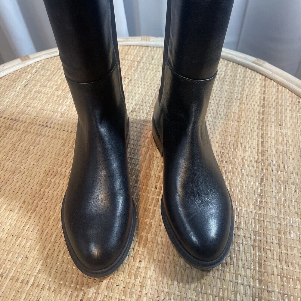 Stuart Weitzman Schizo Black Leather Over The Knee Boot Sz 4 New W/Out Tag